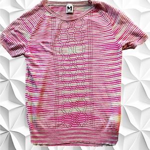 Missoni Crew Neck Marled Space-Dye short  sleeve knit sweater size 38 vintage